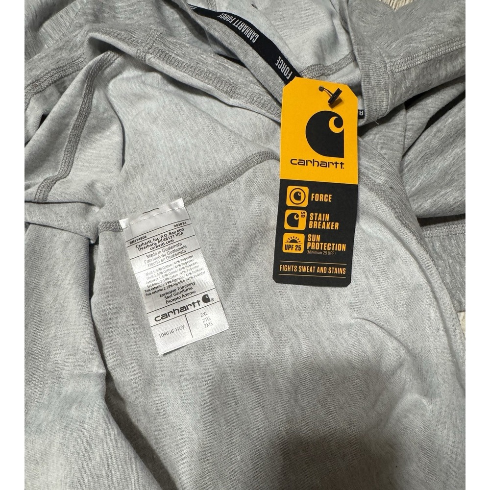Carhartt Force T-Shirt Heather Gray Relaxed Fit Short Sleeve Pocket Sz 2XL GTb13 - Picture 7 of 7